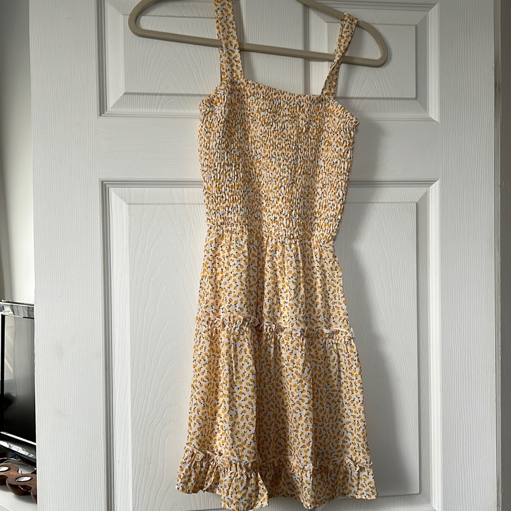 Yellow flower summer dress